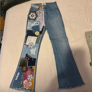BDG Urban Outfitters embroidered patchwork flare jeans